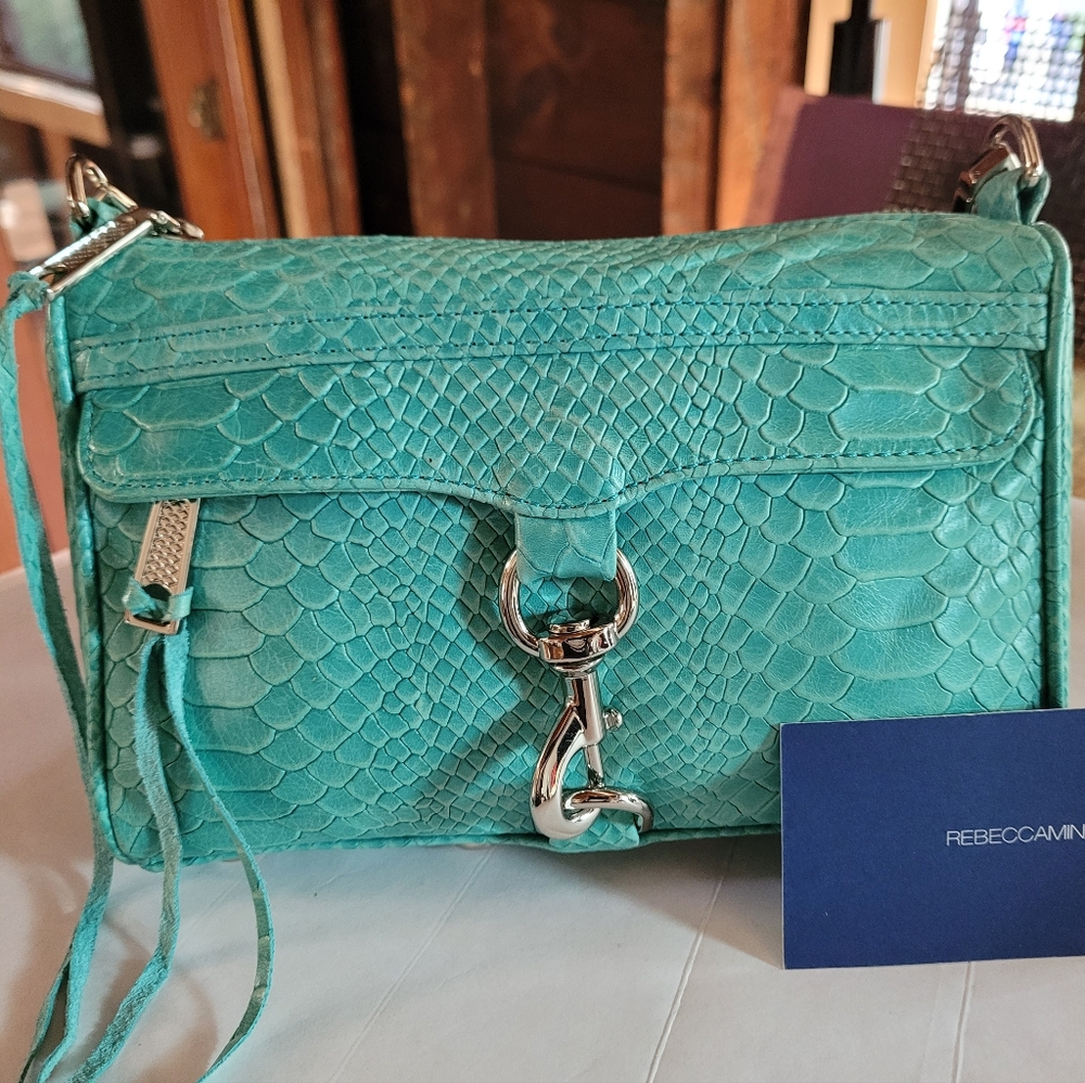 Rebecca Minkoff Mini M.A.C. Turquoise Leather Crossbody Bag